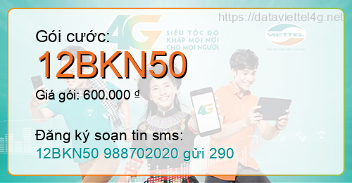 Gói cước 12BKN50 Viettel