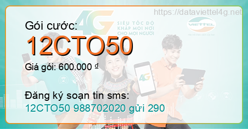 Gói cước 12CTO50 Viettel