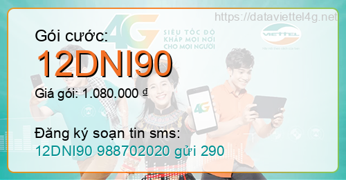 Gói cước 12DNI90 Viettel