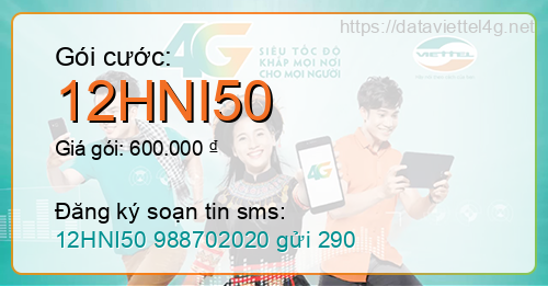 Gói cước 12HNI50 Viettel