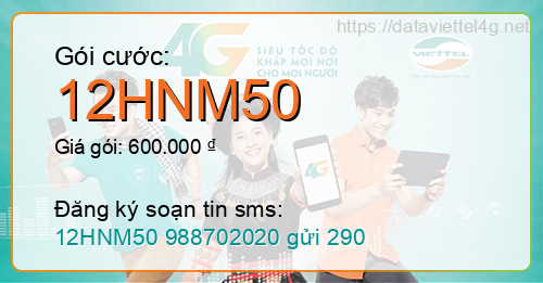 Gói cước 12HNM50 Viettel