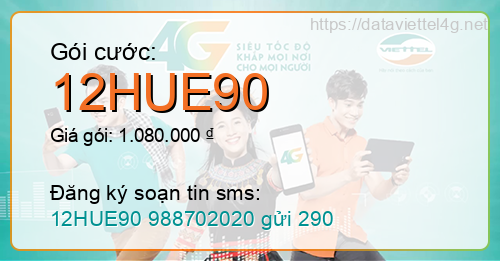 Gói cước 12HUE90 Viettel