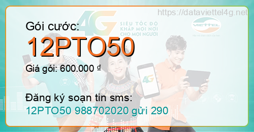 Gói cước 12PTO50 Viettel