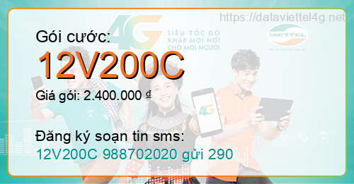 Gói cước 12V200C Viettel