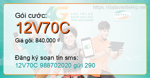 Gói cước 12V70C Viettel