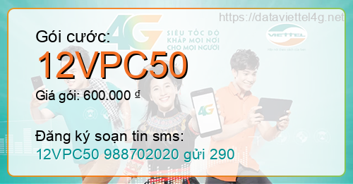 Gói cước 12VPC50 Viettel