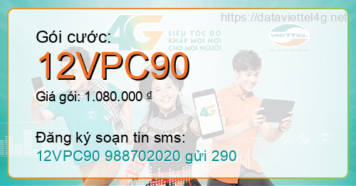 Gói cước 12VPC90 Viettel