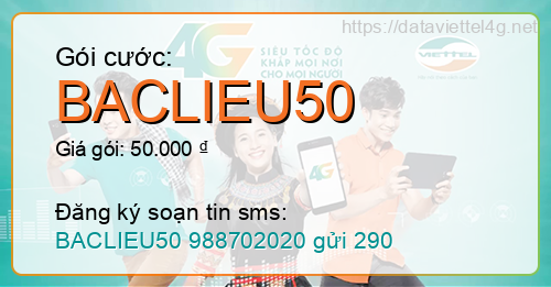 Gói cước BACLIEU50 Viettel