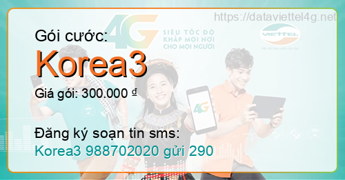 Gói cước Korea3 Viettel